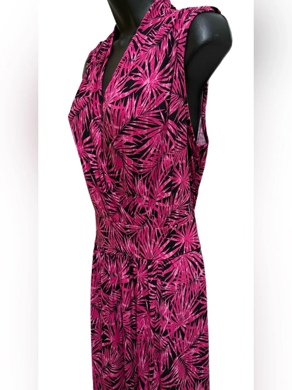 Michael Kors Sleeveless Pink Palm-Print Maxi Dress